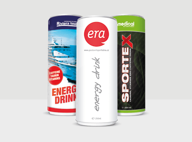 Reklamní energy drinky s vlastním potiskem