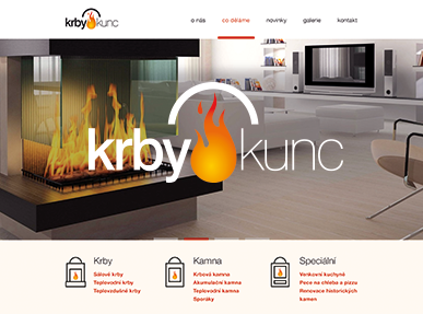 Internetové stránky rodinné firmy Krby Kunc - responzivní design, redakční systém